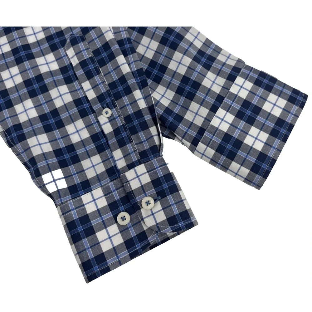 UNTUCKit Men's XL Plaid Button Down Shirt Blue‎ White Cotton Casual